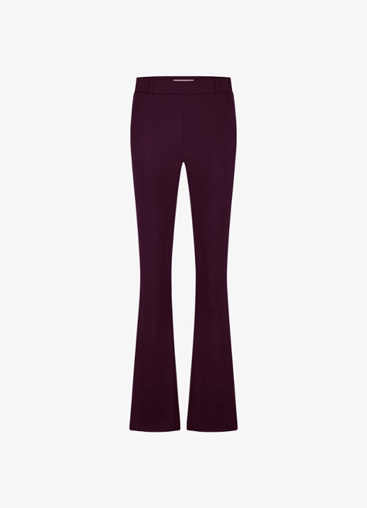 Studio Anneloes Flair mid waist flared fit broek van travelstof - voorkant 4 paars