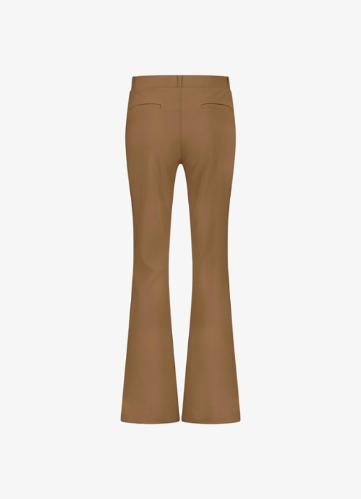 Studio Anneloes Flair mid waist flared fit pantalon van travelstof - achterkant okergeel