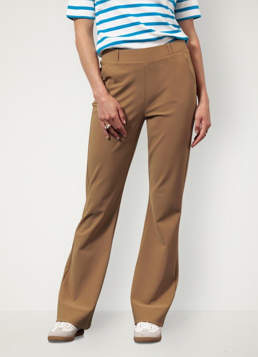 Studio Anneloes Flair mid waist flared fit pantalon van travelstof