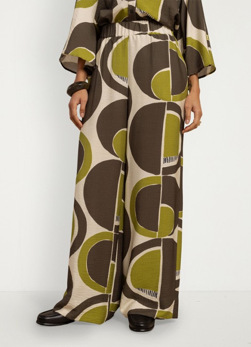 Studio Anneloes Grace high waist wide fit broek met print