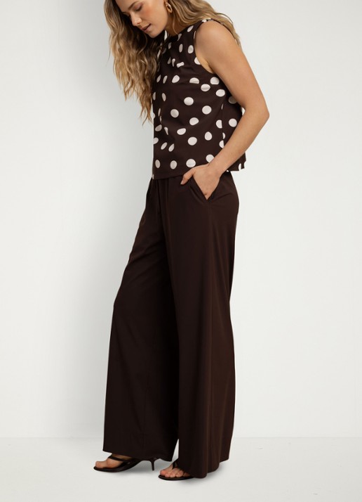 Studio Anneloes Grace high waist wide fit broek met steekzakken - detail 3 bruin