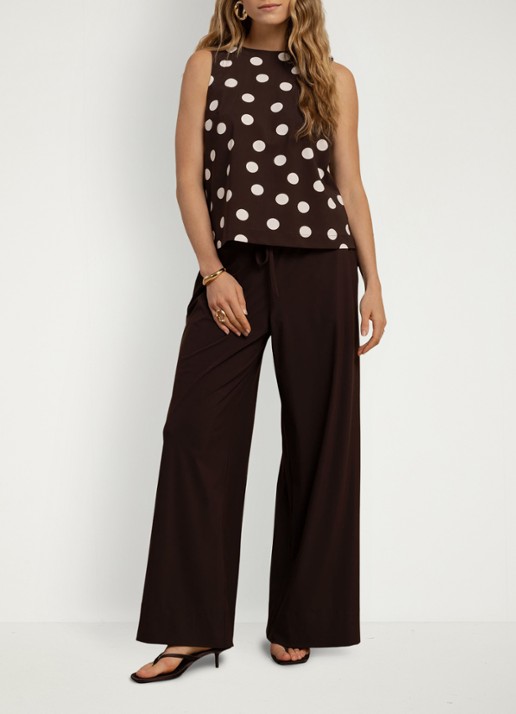 Studio Anneloes Grace high waist wide fit broek met steekzakken - voorkant 2 bruin
