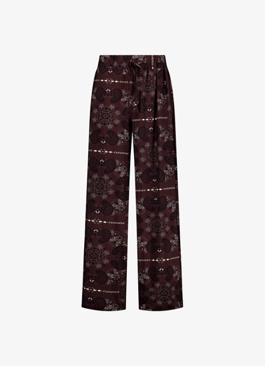 Studio Anneloes Grace mid waist straight fit broek met paisley print - voorkant bruin