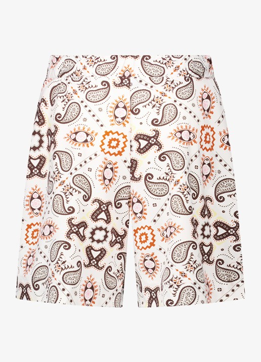 Studio Anneloes Grayden high waist wide fit korte broek met elastische band en print - achterkant creme