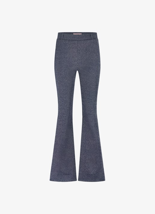 Studio Anneloes High waist loose fit pantalon met lurex - voorkant 5 blauwgrijs