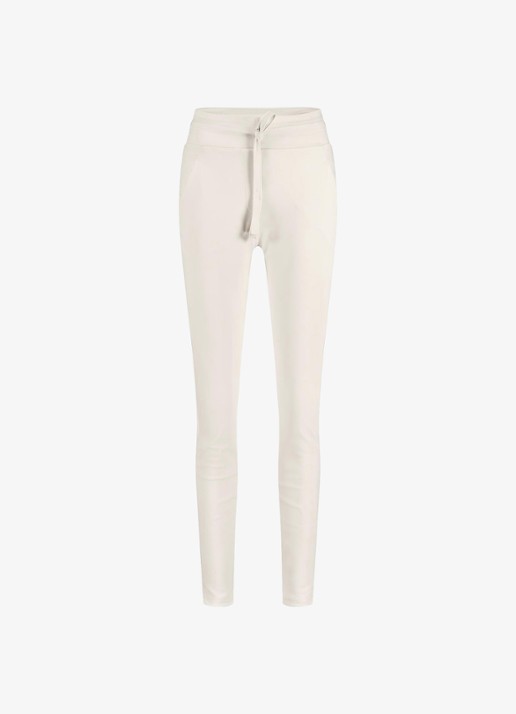 Studio Anneloes High waist tapered fit joggingbroek met steekzakken - voorkant 2 gebroken wit