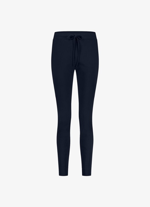 Studio Anneloes High waist tapered fit joggingbroek met steekzakken - voorkant donkerblauw
