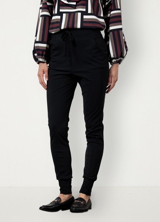 Studio Anneloes High waist tapered fit pantalon met steekzakken - detail 4 zwart