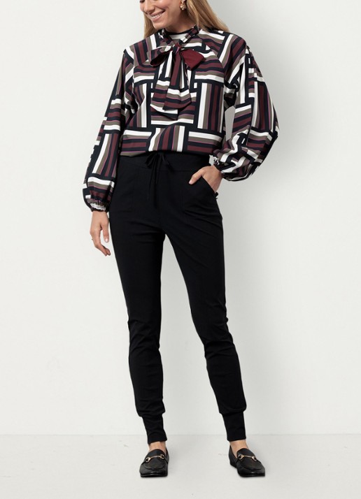 Studio Anneloes High waist tapered fit pantalon met steekzakken - detail 5 zwart