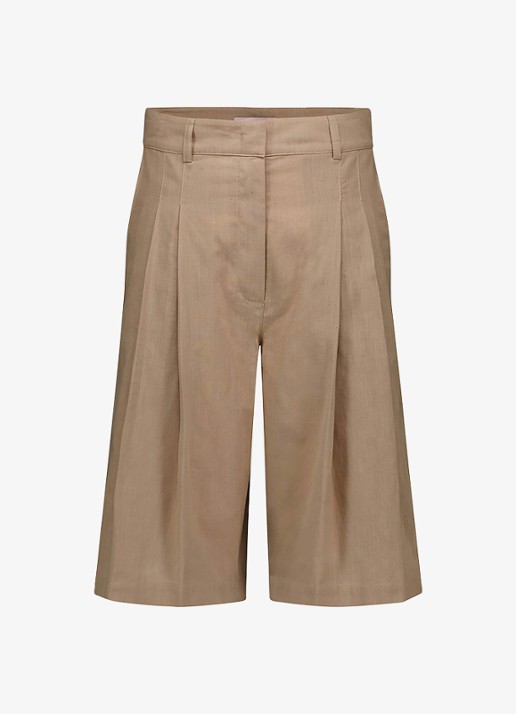 Studio Anneloes High waist wide fit korte broek met steekzakken - voorkant 4 lichtbruin