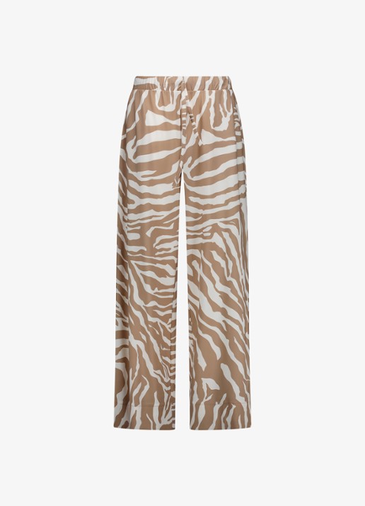 Studio Anneloes High waist wide fit pantalon met steekzakken - voorkant 2 lichtbruin