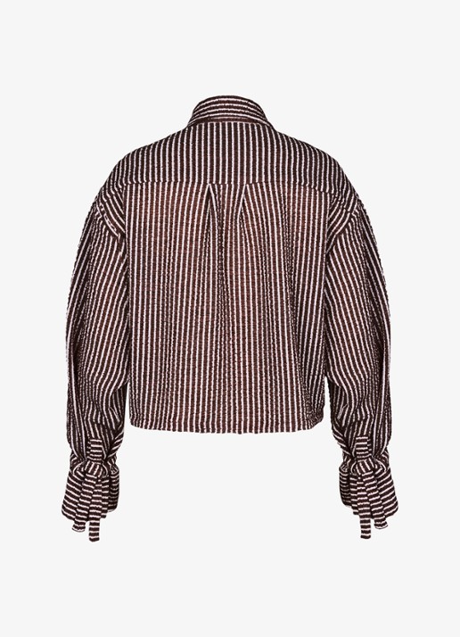 Studio Anneloes Ivara blouse met structuur en streepprint - detail 5 bruin