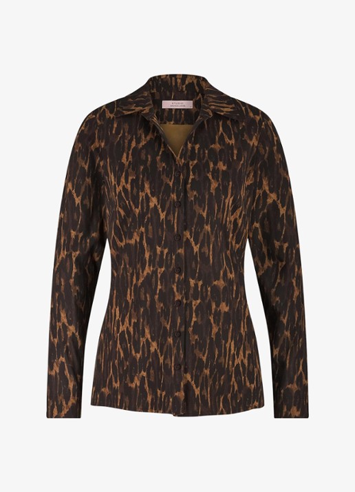 Studio Anneloes Kenia blouse met dierenprint - voorkant oranjebruin