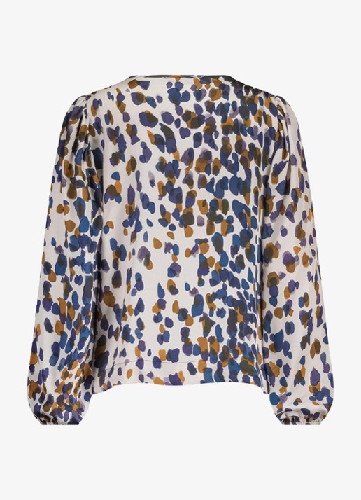 Studio Anneloes Kylie top van satijn met print - achterkant gebroken wit