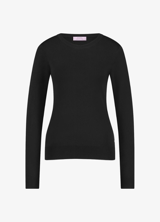 Studio Anneloes Lana fijngebreide pullover met ronde hals - voorkant 3 zwart