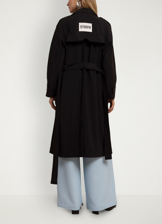 Studio Anneloes Laurine trenchcoat met strikceintuur - achterkant zwart