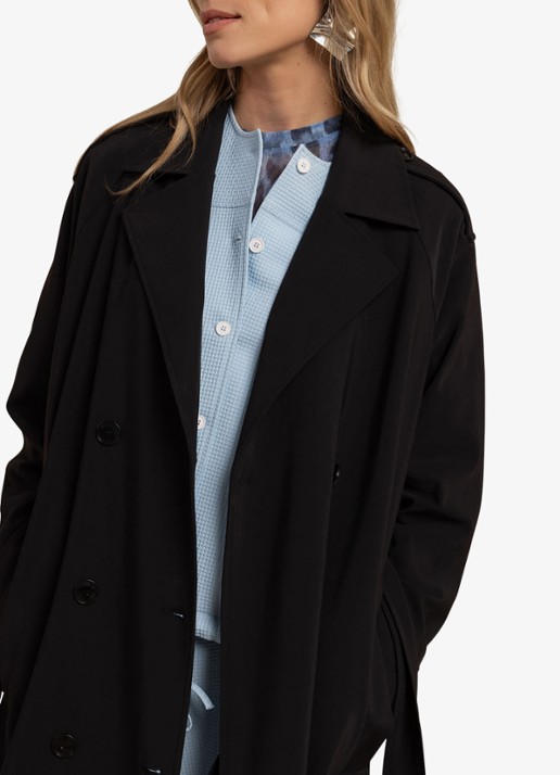 Studio Anneloes Laurine trenchcoat met strikceintuur - detail 2 zwart
