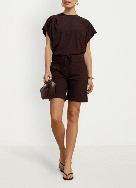 Studio Anneloes Leona mouwloze top met plooien - detail bruin