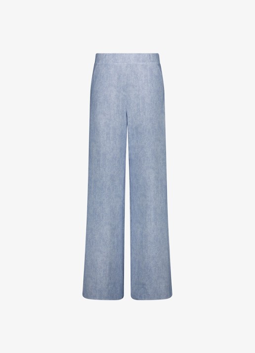 Studio Anneloes Lexie high waist loose fit pantalon met steekzakken - voorkant blauw