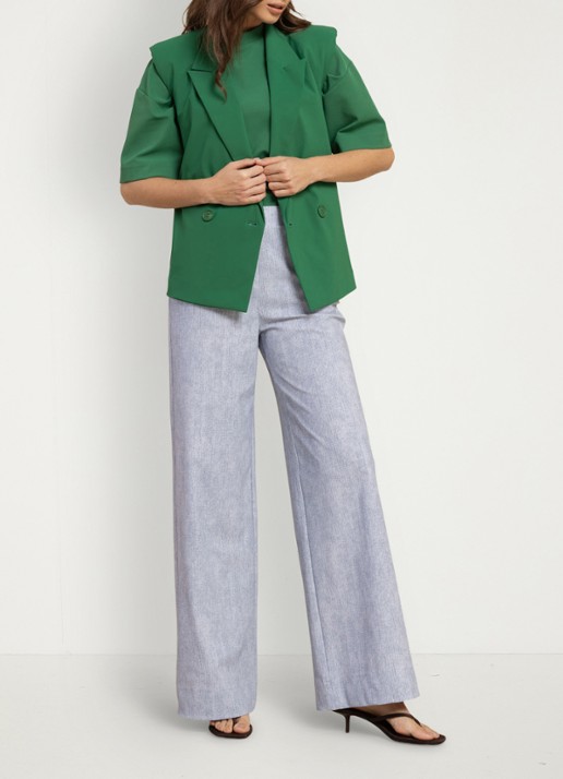 Studio Anneloes Lexie high waist loose fit pantalon met steekzakken - voorkant 2 blauw