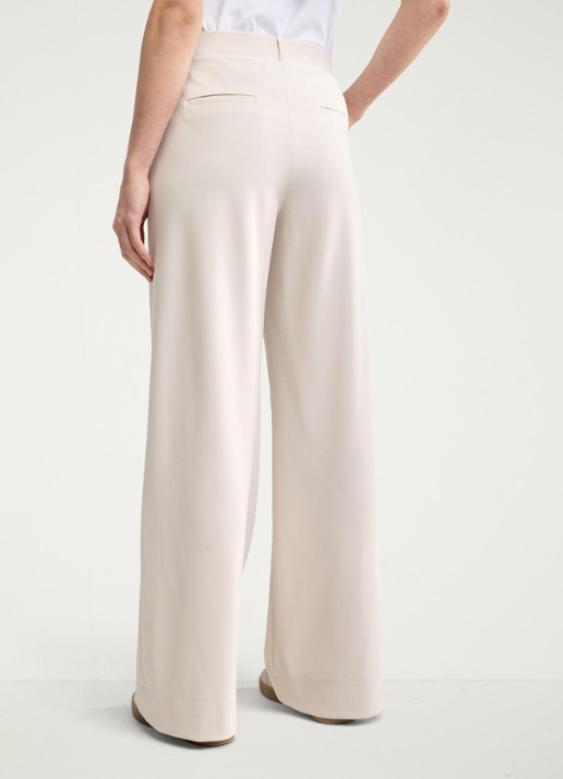 Studio Anneloes Lexie high waist wide fit broek met steekzakken - achterkant gebroken wit