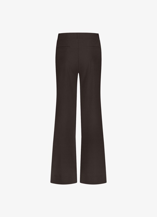 Studio Anneloes Lexie high waist wide fit pantalon met steekzakken - achterkant chocoladebruin