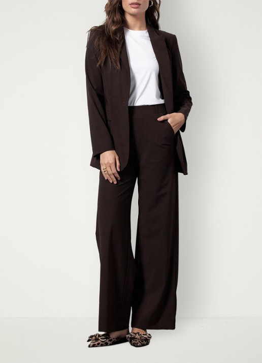 Studio Anneloes Lexie high waist wide fit pantalon met steekzakken - detail 6 chocoladebruin