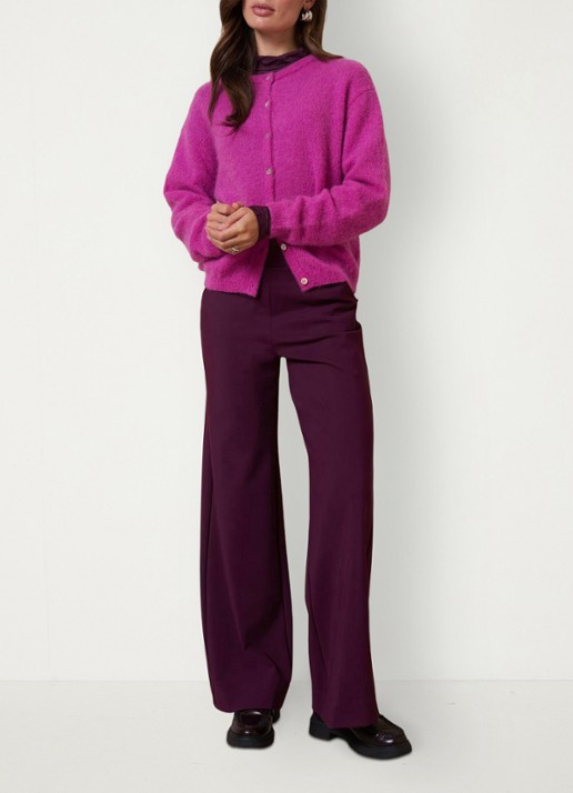 Studio Anneloes Lexie high waist wide fit pantalon met steekzakken - voorkant 2 aubergine