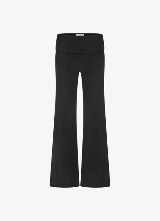Studio Anneloes Lexie high waist wide fit pantalon met steekzakken - voorkant 2 zwart