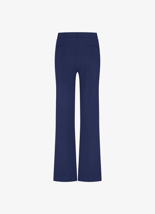 Studio Anneloes Lexie mid waist wide fit pantalon van travelstof - achterkant donkerblauw