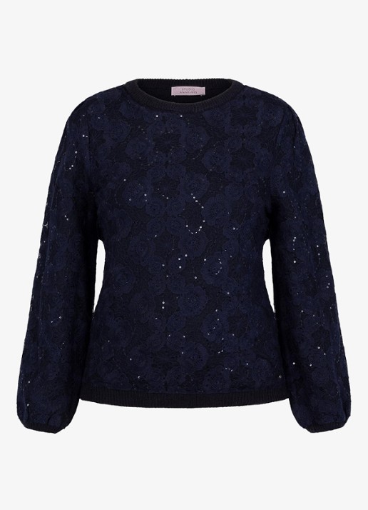 Studio Anneloes Lica pullover met pailletten - voorkant blauw