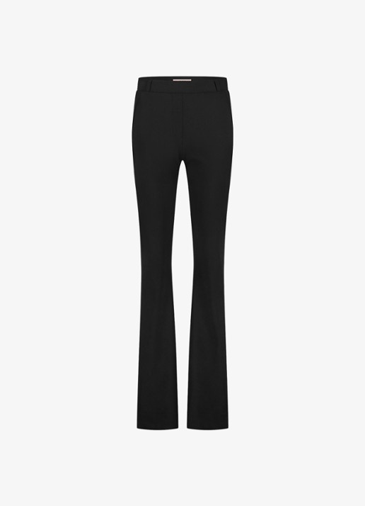 Studio Anneloes Long high waist flared fit broek met steekzakken - voorkant 4 zwart