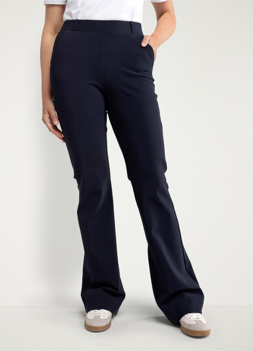 Studio Anneloes Long high waist flared fit broek met steekzakken