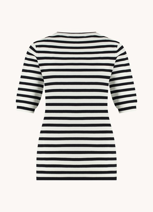 Studio Anneloes Luna fijngebreide pullover met streepprint - achterkant 5 donkerblauw