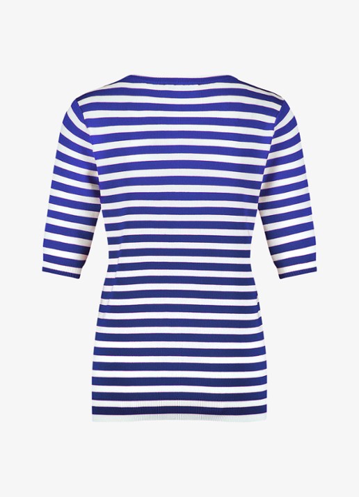 Studio Anneloes Luna fijngebreide pullover met streepprint - achterkant blauw