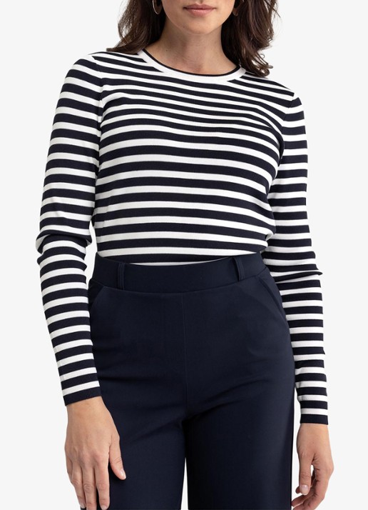 Studio Anneloes Luna longsleeve met streepprint - detail 2 zwart