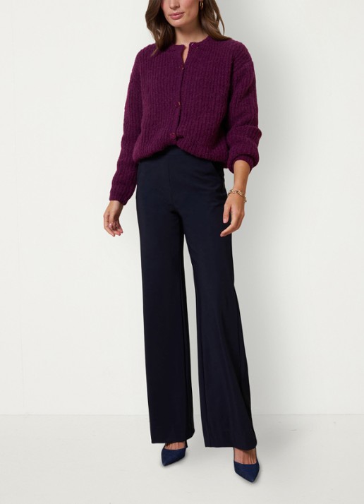Studio Anneloes Luz high waist loose fit pantalon met steekzakken - voorkant 4 donkerblauw