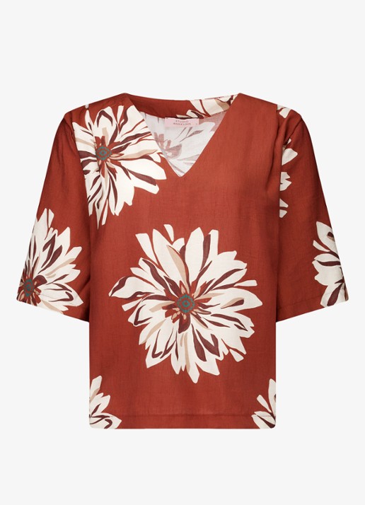 Studio Anneloes Maddi blouse met bloemenprint - voorkant 3 roestbruin