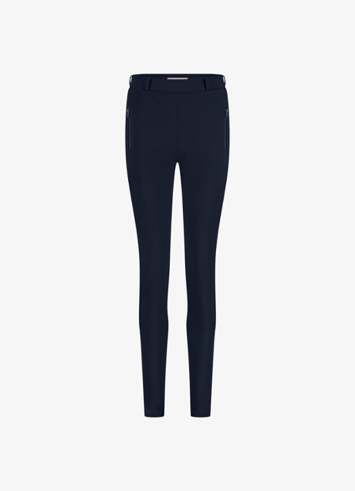 Studio Anneloes Margot high waist skinny fit broek met steekzakken - voorkant donkerblauw