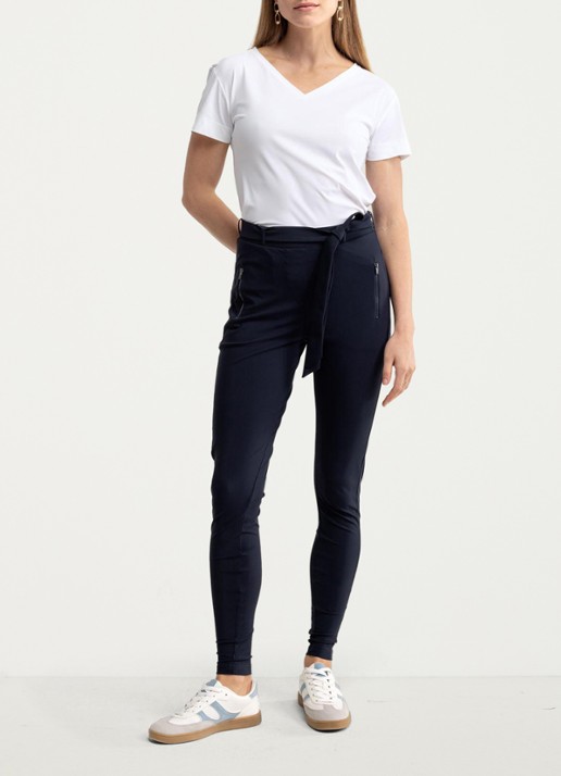 Studio Anneloes Margot high waist skinny fit broek met steekzakken - voorkant 2 donkerblauw