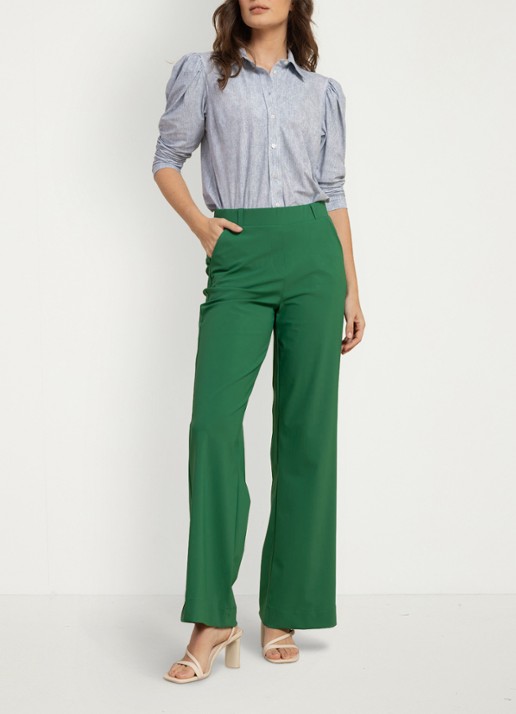 Studio Anneloes Marilon high waist loose fit pantalon met steekzakken - voorkant 5 groen