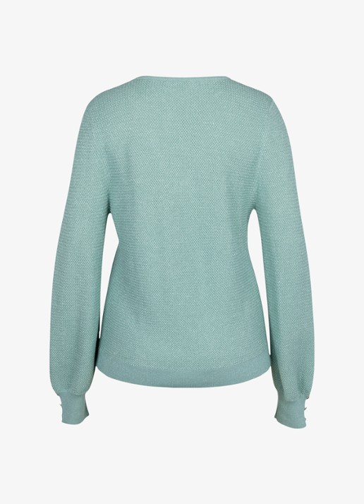 Studio Anneloes Nika grofgebreide pullover met v-hals - detail 3 groen