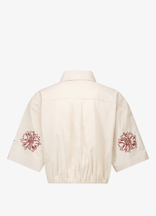 Studio Anneloes Noleste cropped blouse met borduring - detail 3 wit