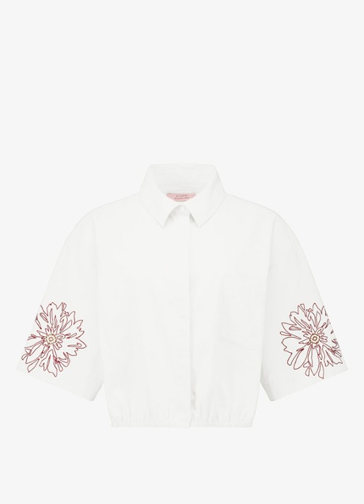 Studio Anneloes Noleste cropped blouse met borduring - voorkant 4 wit