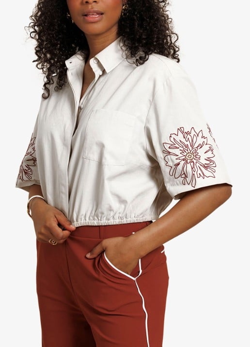 Studio Anneloes Noleste cropped blouse met borduring