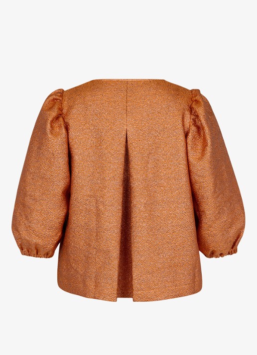 Studio Anneloes Plien tuniek met pofmouw - achterkant orange