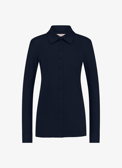 Studio Anneloes Poppy blouse met kraag - voorkant 4 donkerblauw