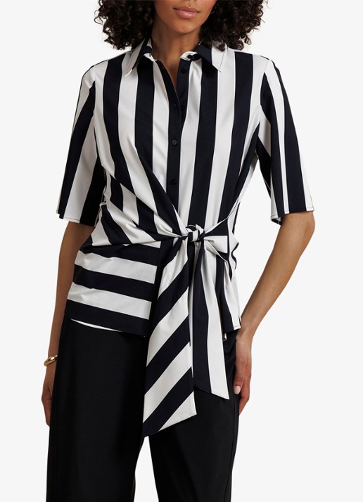 Studio Anneloes Reda stripe butterfly blouse met gestrikt detail en streepprint - detail 2 multicolor