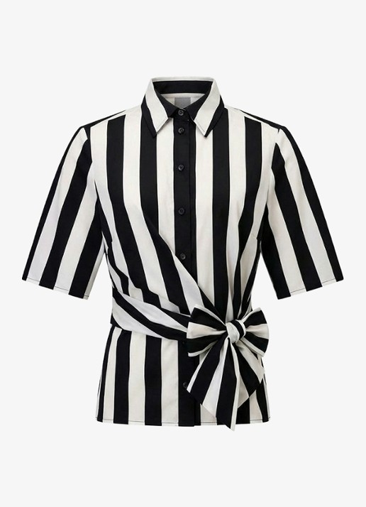 Studio Anneloes Reda stripe butterfly blouse met gestrikt detail en streepprint - voorkant 4 multicolor