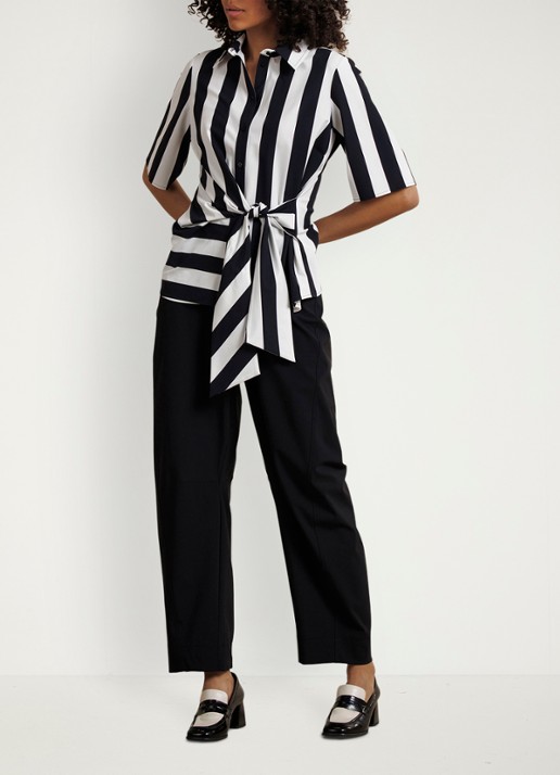 Studio Anneloes Reda stripe butterfly blouse met gestrikt detail en streepprint - voorkant 5 multicolor